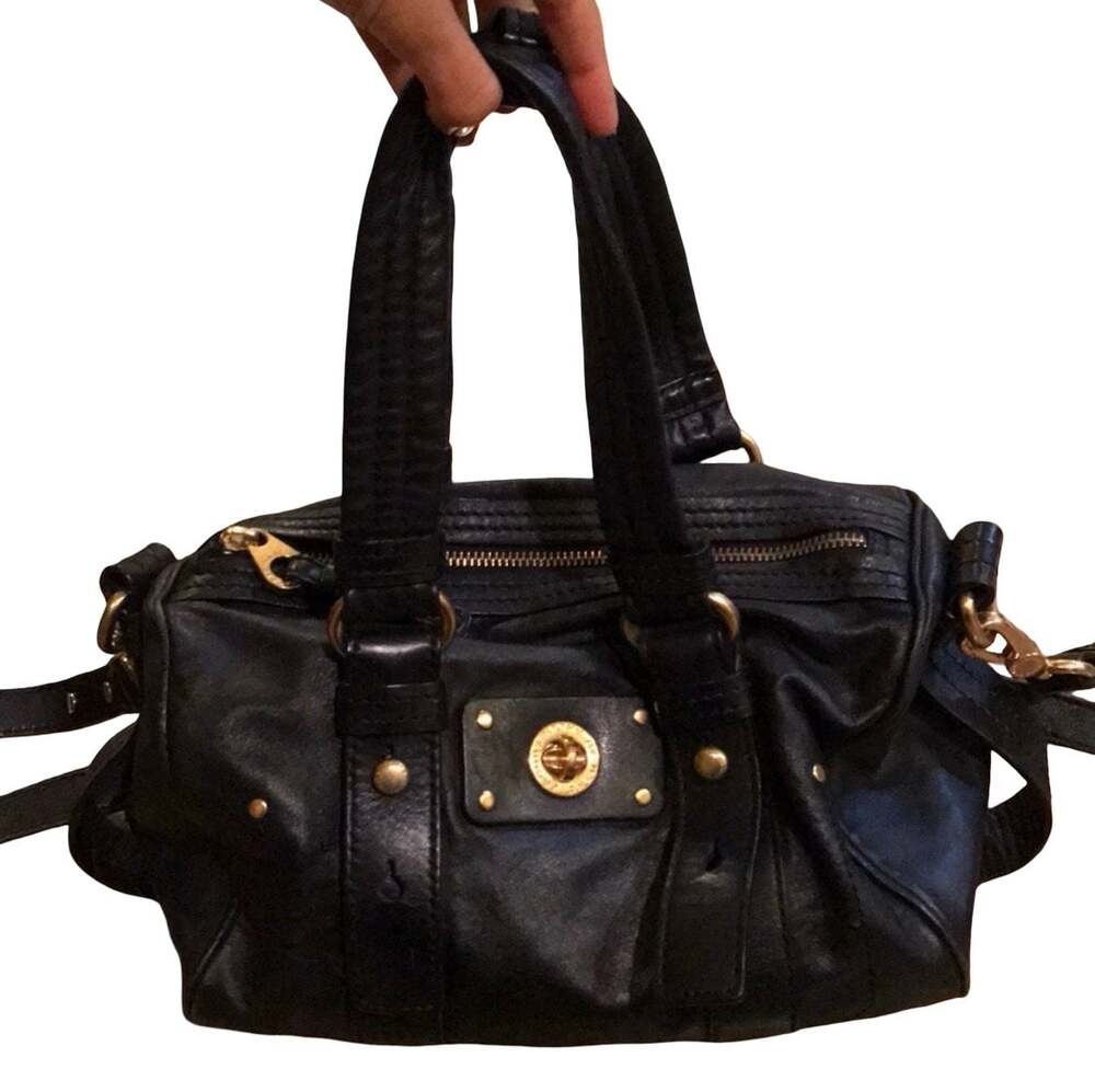 Marc by Marc Jacobs Classic Q Groovee Black Textured Leather Satchel Crossbody B